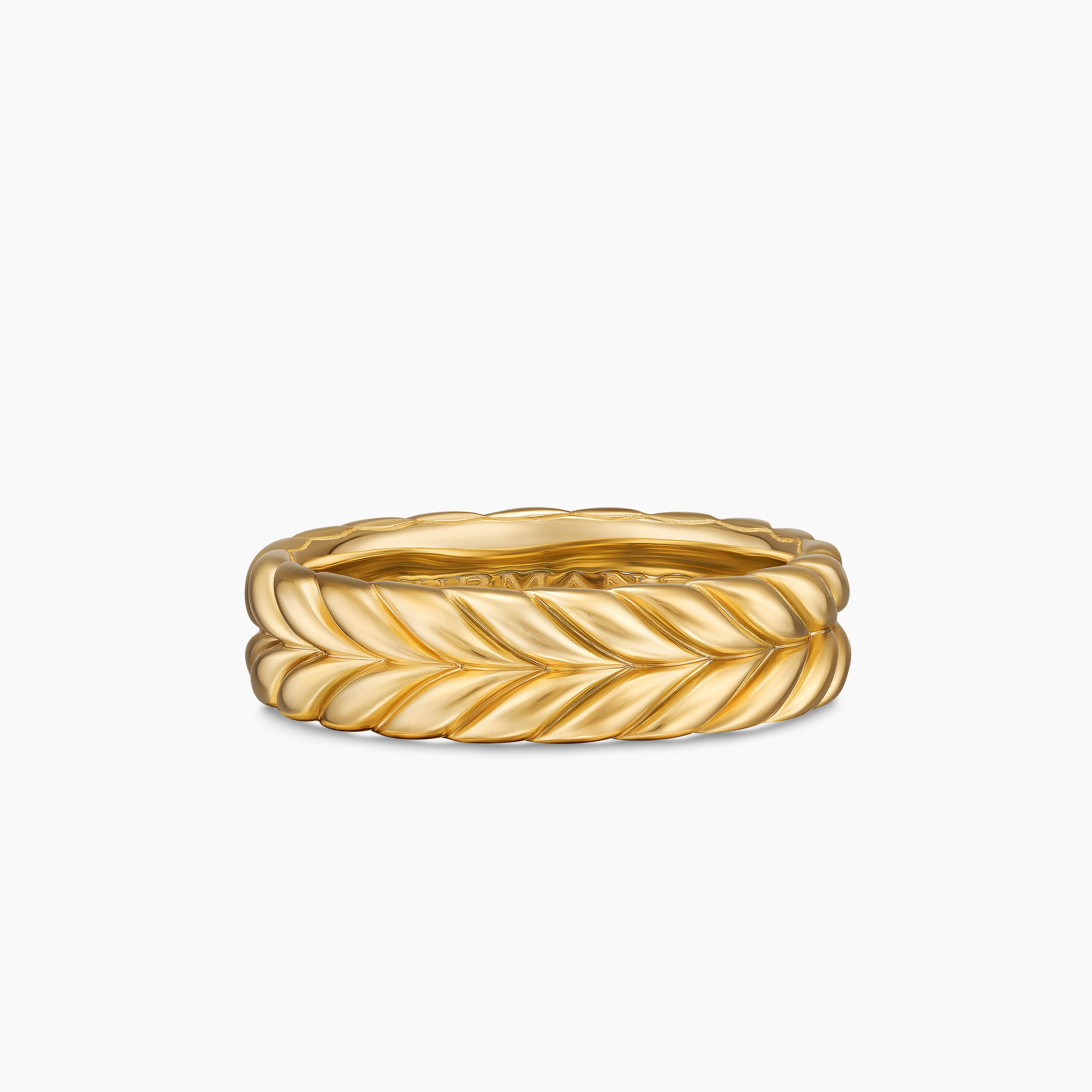 Mens Chevron Band Ring in 18K Yellow Gold, 6.2mm