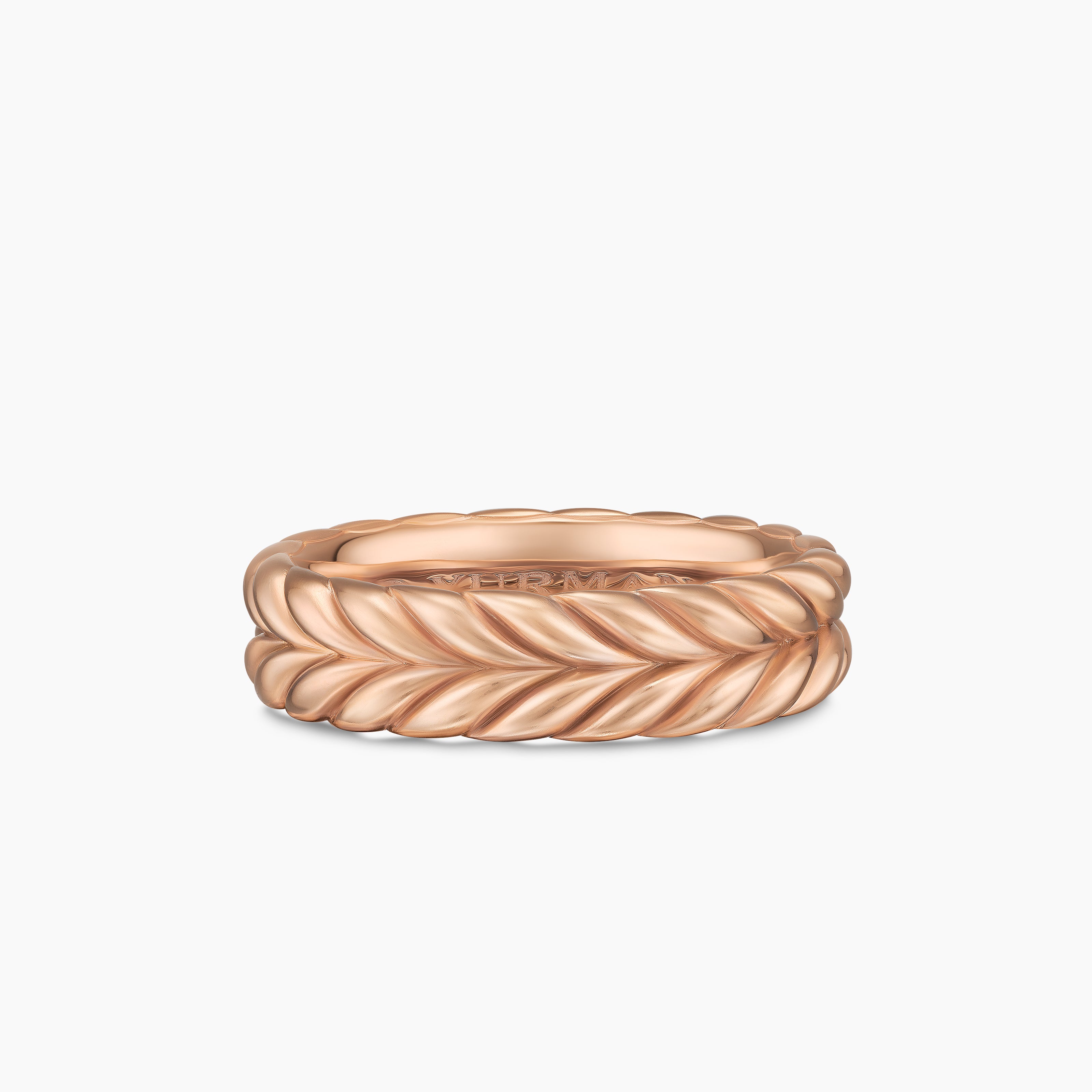 Mens Chevron Band Ring in 18K Rose Gold, 6.2mm