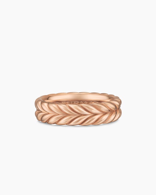 Mens Chevron Band Ring in 18K Rose Gold, 6.2mm