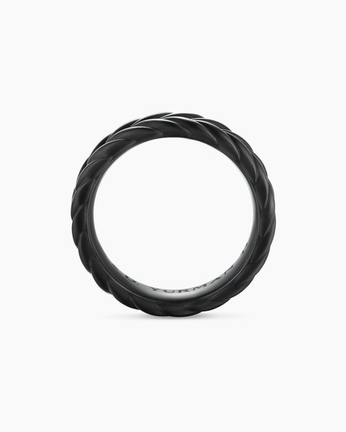 Mens Chevron Band Ring in Black Titanium, 6.2mm