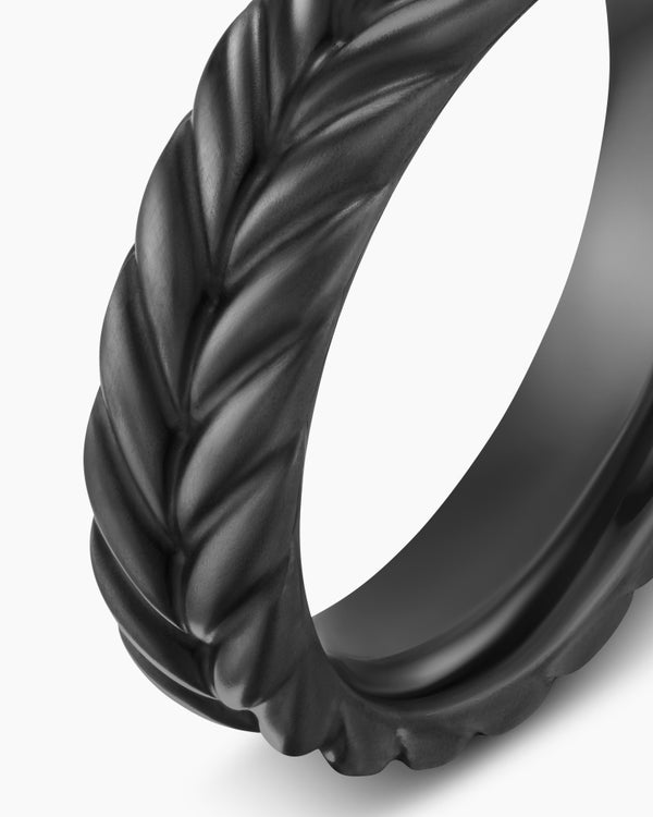 Anneau Chevron en titane noir, 6,2 mm