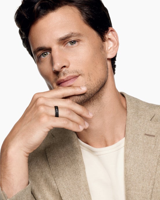 Chevron Band Ring in Black Titanium, 6.2mm