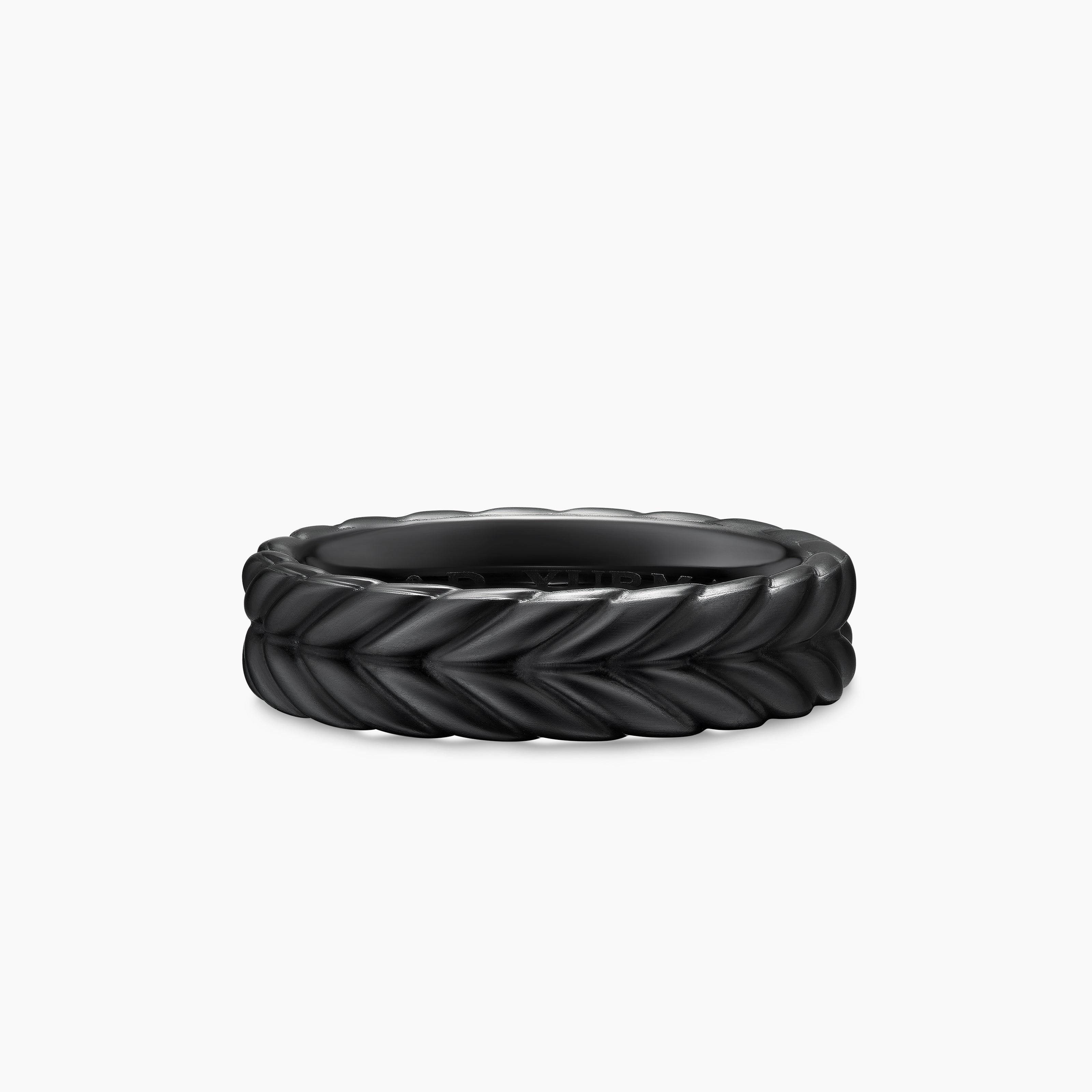 Mens Chevron Band Ring in Black Titanium, 6.2mm
