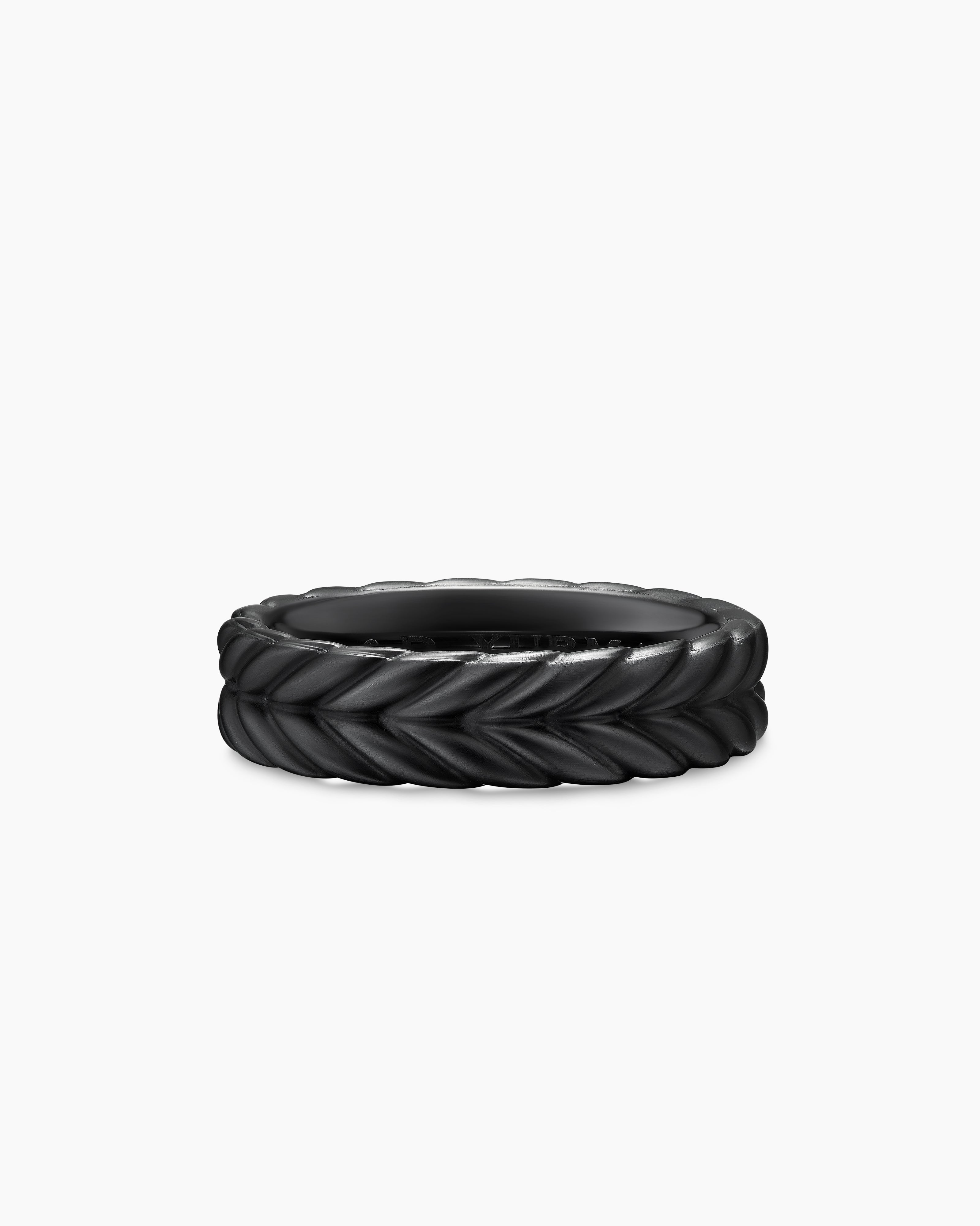 Mens Chevron Band Ring in Black Titanium, 6.2mm