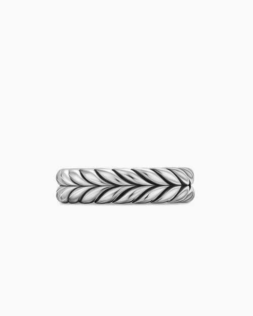 Mens Chevron Band Ring in Sterling Silver, 6.2mm