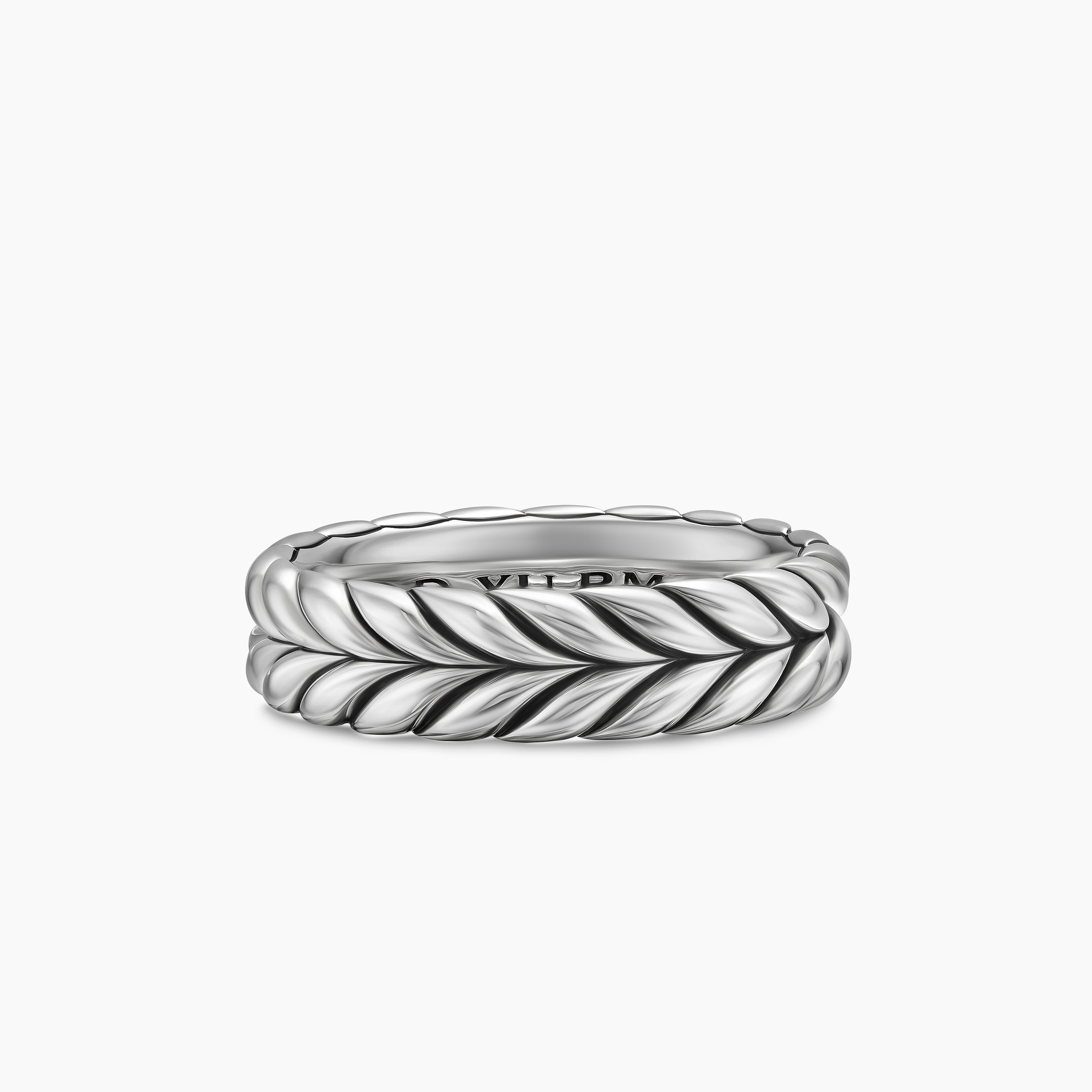 Mens Chevron Band Ring in Sterling Silver, 6.2mm