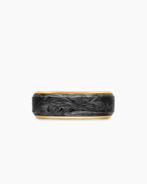 Mens Streamline Band Ring in 18K Yellow Gold, 8mm