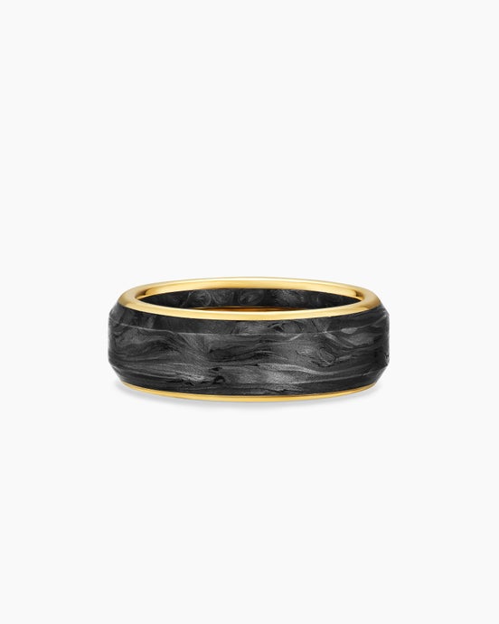 Streamline® Band Ring in 18ct Yellow Gold with Forged Carbon, 8mm