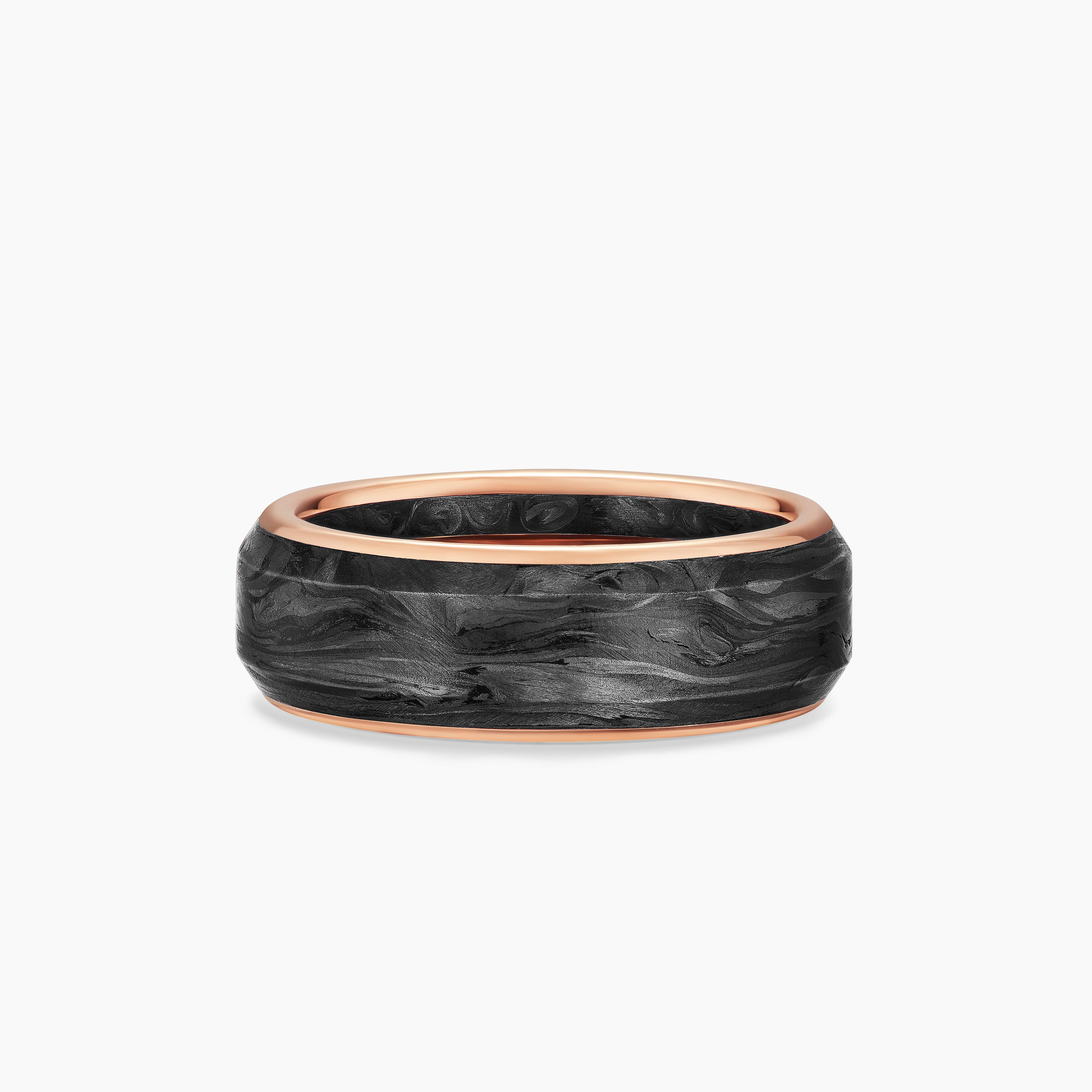 Mens Streamline Band Ring in 18K Rose Gold, 8mm