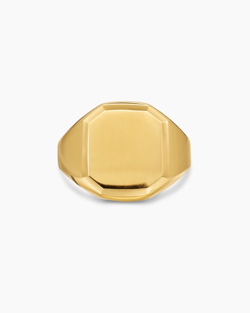 Mens Streamline Signet Ring in 18K Yellow Gold, 18mm