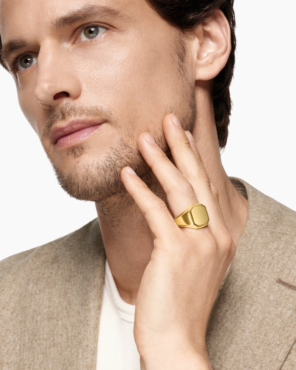 Mens Streamline® Signet Ring in 18K Yellow Gold, 18mm