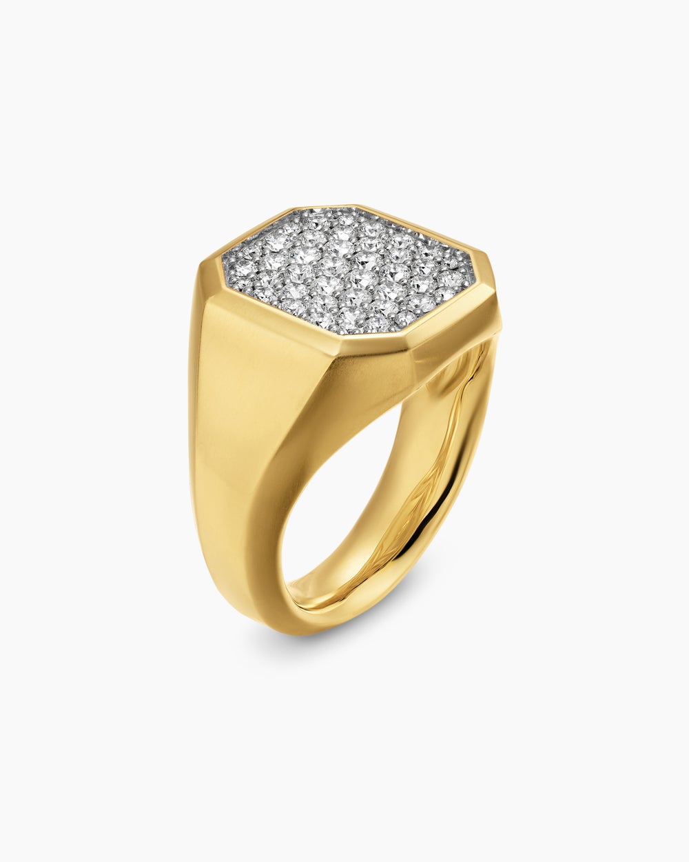 Mens Streamline® Signet Ring in 18ct Yellow Gold with Diamonds, 18mm