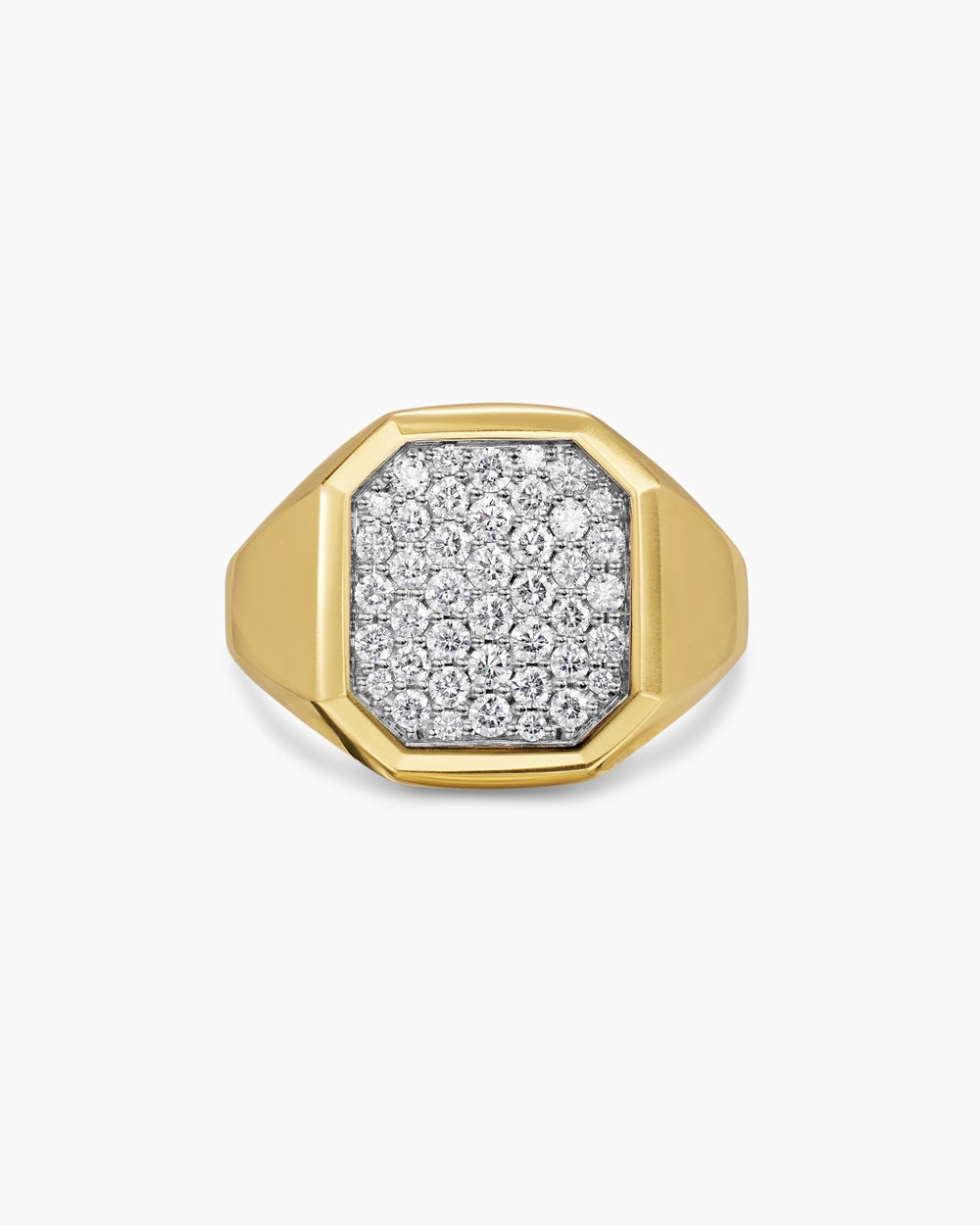 Mens Streamline® Signet Ring in 18ct Yellow Gold with Diamonds, 18mm