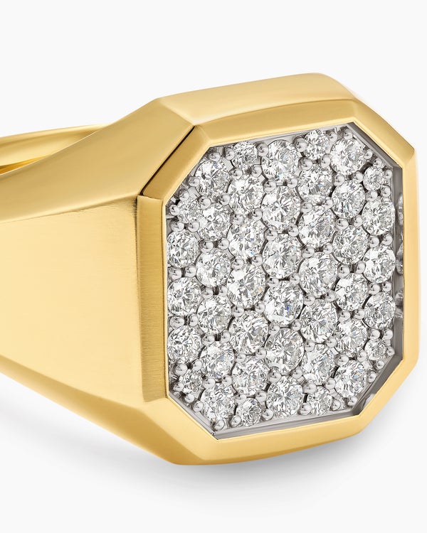 Bague chevalière Streamline en or jaune 18 carats, 18 mm