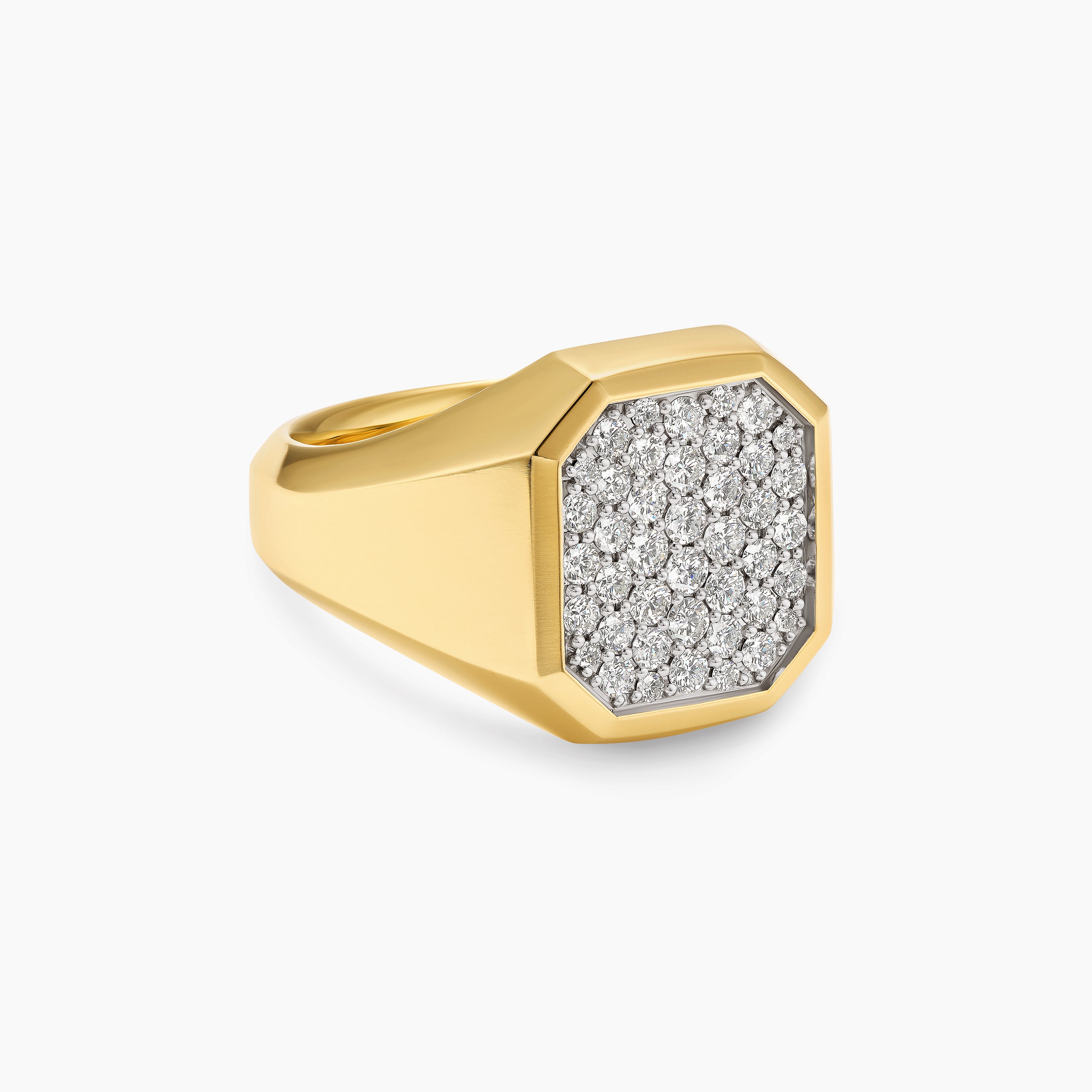 Mens Streamline Signet Ring in 18K Yellow Gold, 18mm