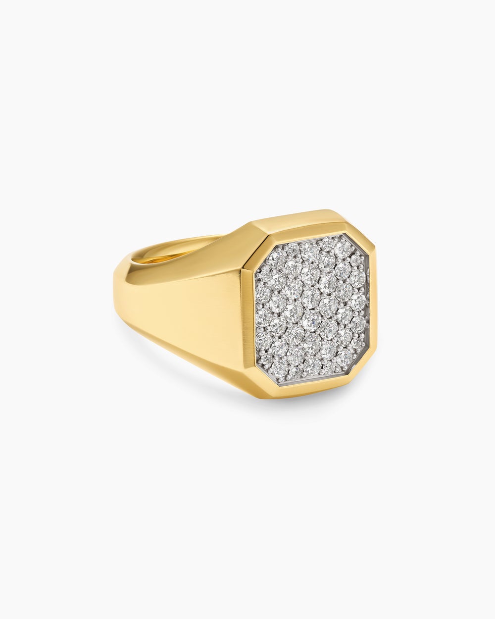 Mens Streamline® Signet Ring in 18ct Yellow Gold with Diamonds, 18mm
