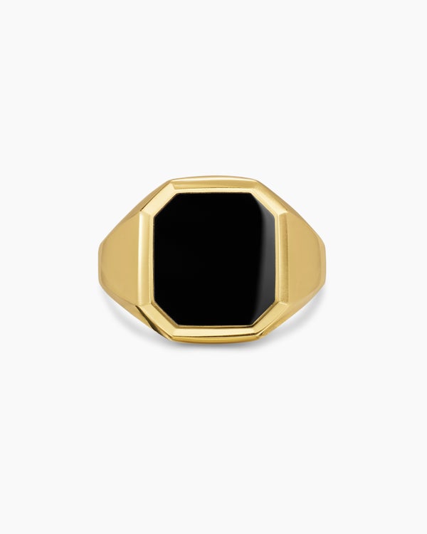 Streamline® Signet Ring in 18K Yellow Gold with Black Onyx, 18mm