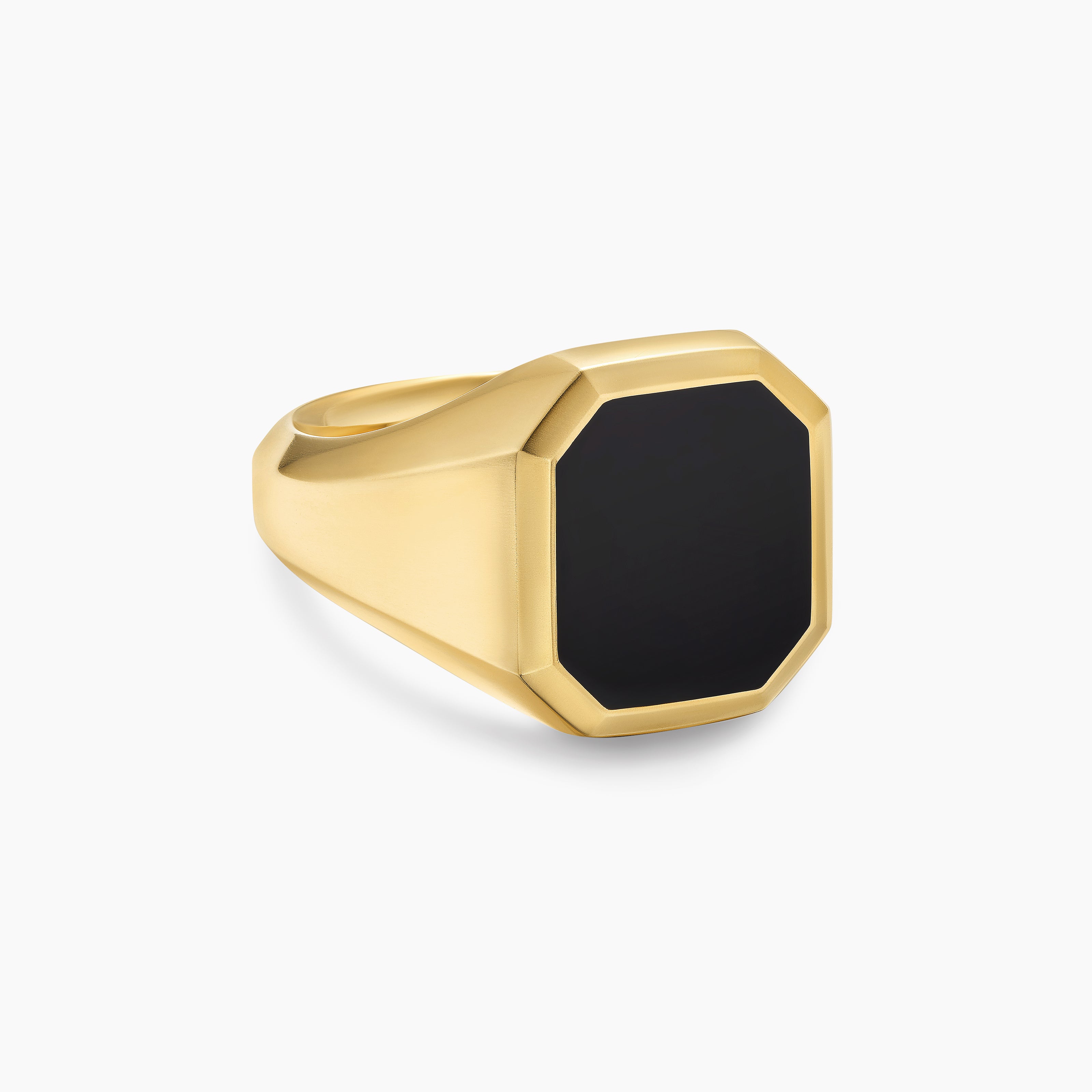 Mens Streamline Signet Ring in 18K Yellow Gold, 18mm