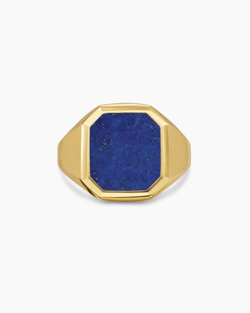 Mens Streamline Signet Ring in 18K Yellow Gold, 18mm