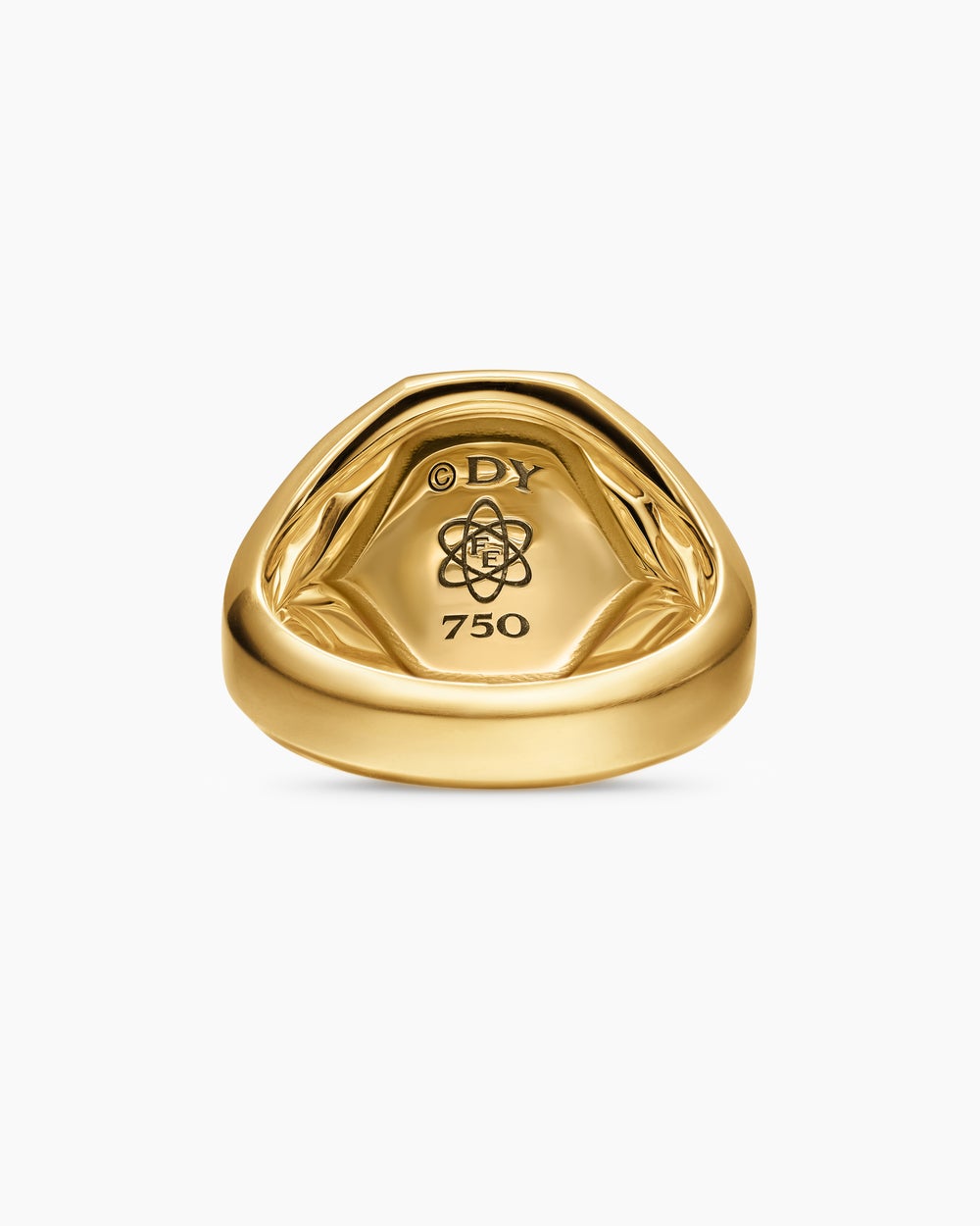 Mens Streamline® Signet Ring in 18K Yellow Gold with Meteorite, 18mm
