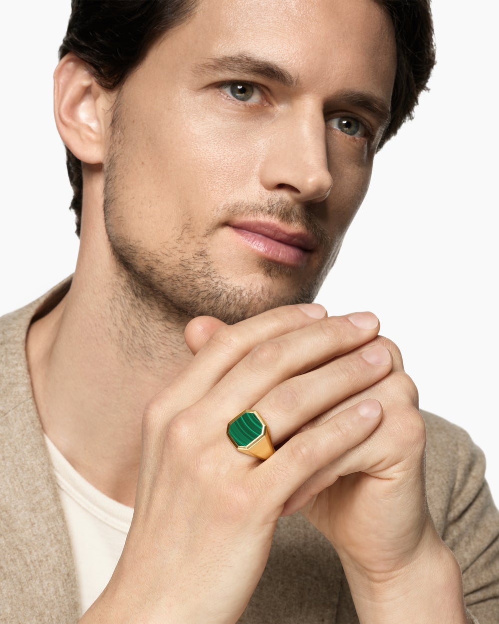 Mens Streamline Signet Ring in 18K Yellow Gold, 18mm