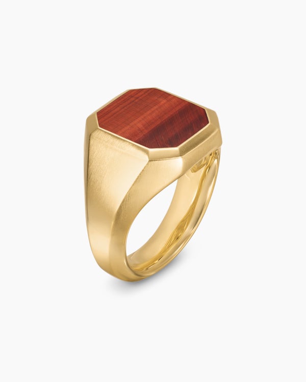 Bague chevalière Streamline en or jaune 18 carats, 18 mm