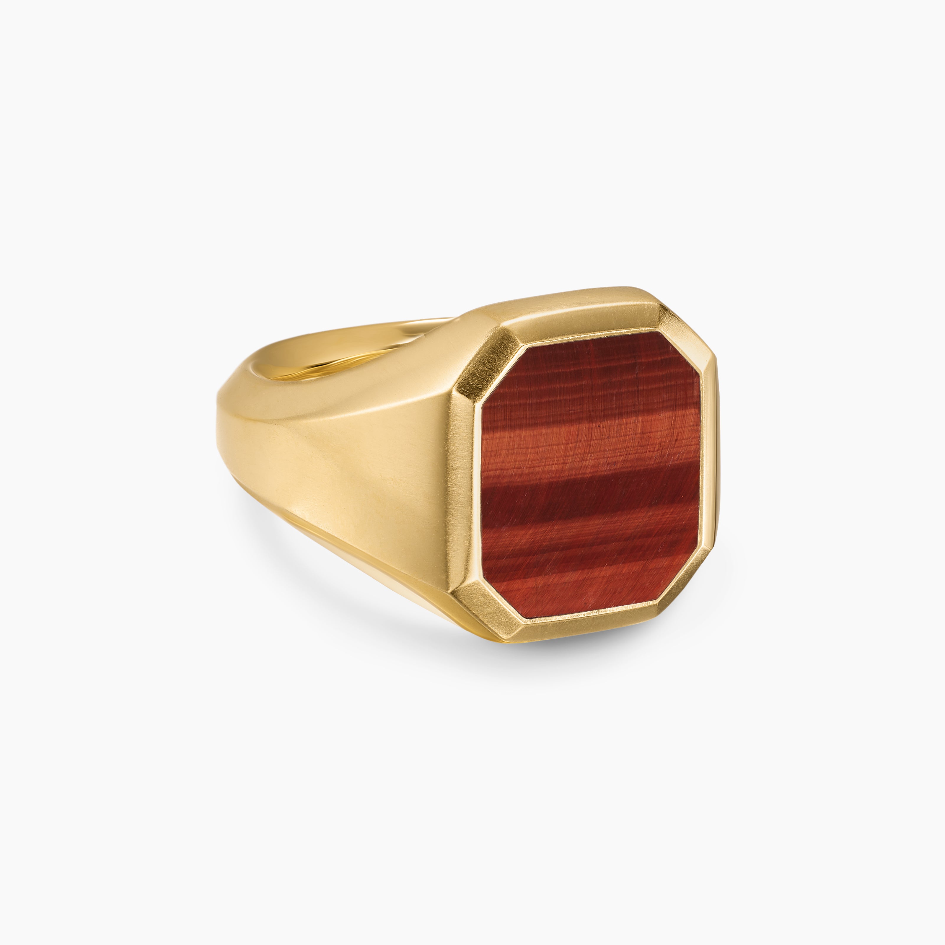 Mens Streamline Signet Ring in 18K Yellow Gold, 18mm