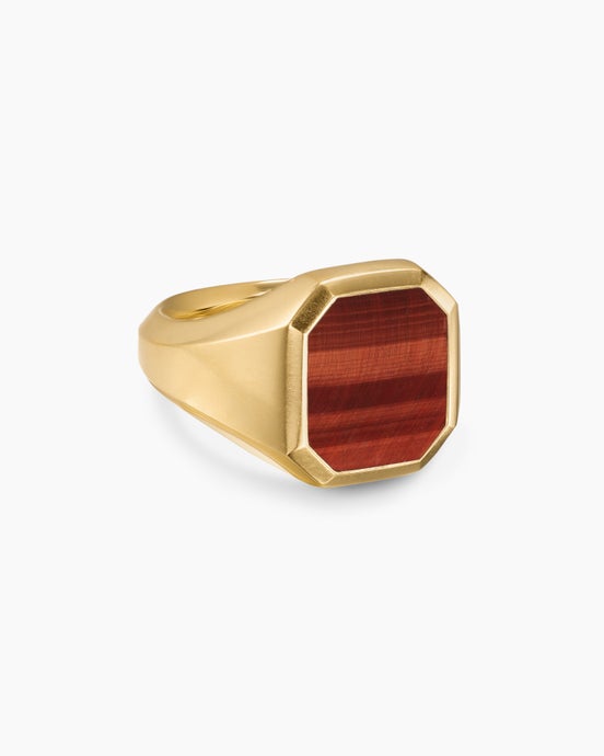 Streamline® Signet Ring in 18K Yellow Gold with Red Tiger's Eye, 18mm