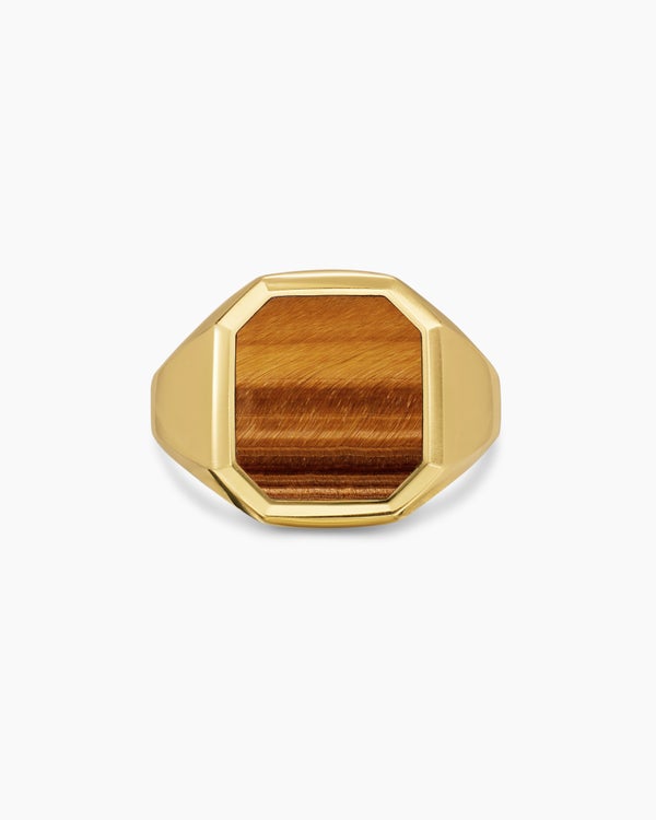 Streamline® Signet Ring in 18K Yellow Gold with Tiger's Eye, 18mm