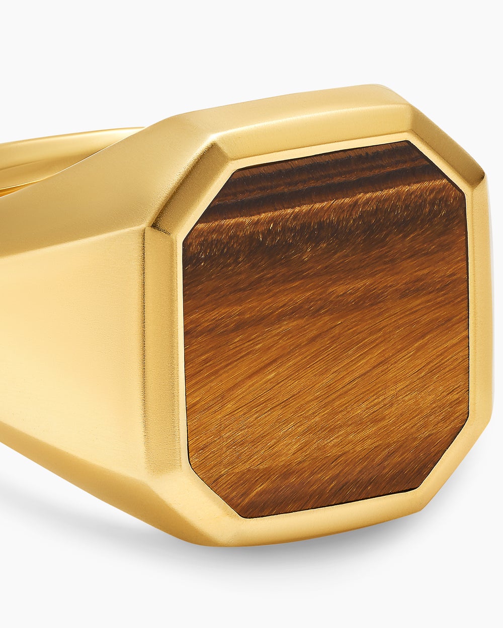 Mens Streamline® Signet Ring in 18K Yellow Gold with Tiger's Eye, 18mm