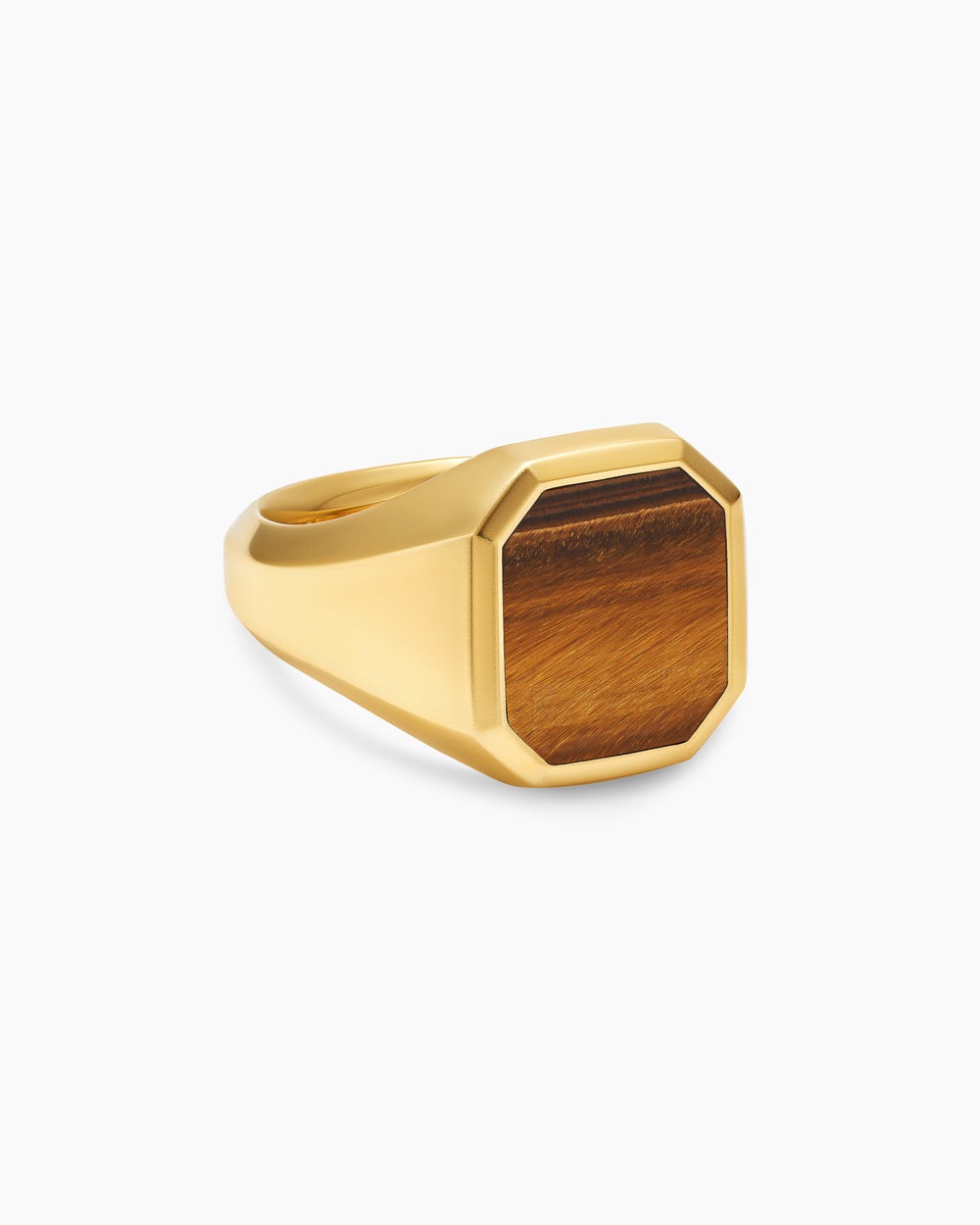 Mens Streamline® Signet Ring in 18K Yellow Gold with Tiger's Eye, 18mm