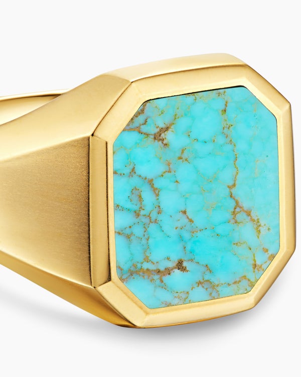 Streamline® Signet Ring in 18K Yellow Gold with Turquoise, 18mm