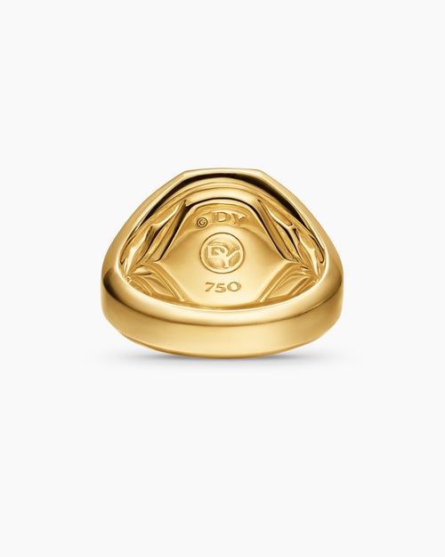 Mens Streamline Signet Ring in 18K Yellow Gold, 18mm