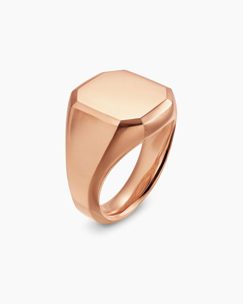 Mens Streamline Signet Ring in 18K Rose Gold, 18mm