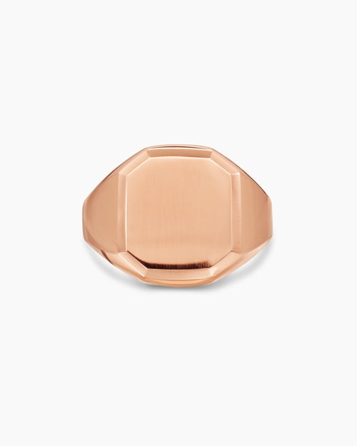 Mens Streamline Signet Ring in 18K Rose Gold, 18mm