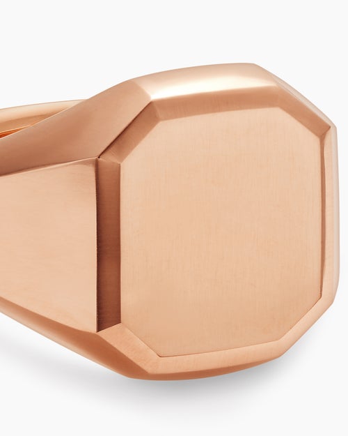 Mens Streamline Signet Ring in 18K Rose Gold, 18mm
