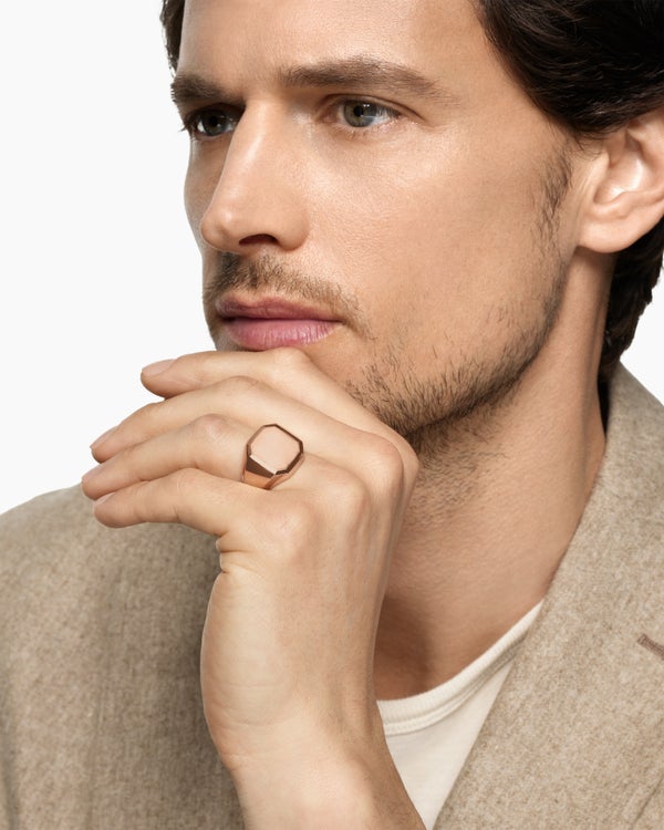 Streamline Signet Ring in 18K Rose Gold, 18mm