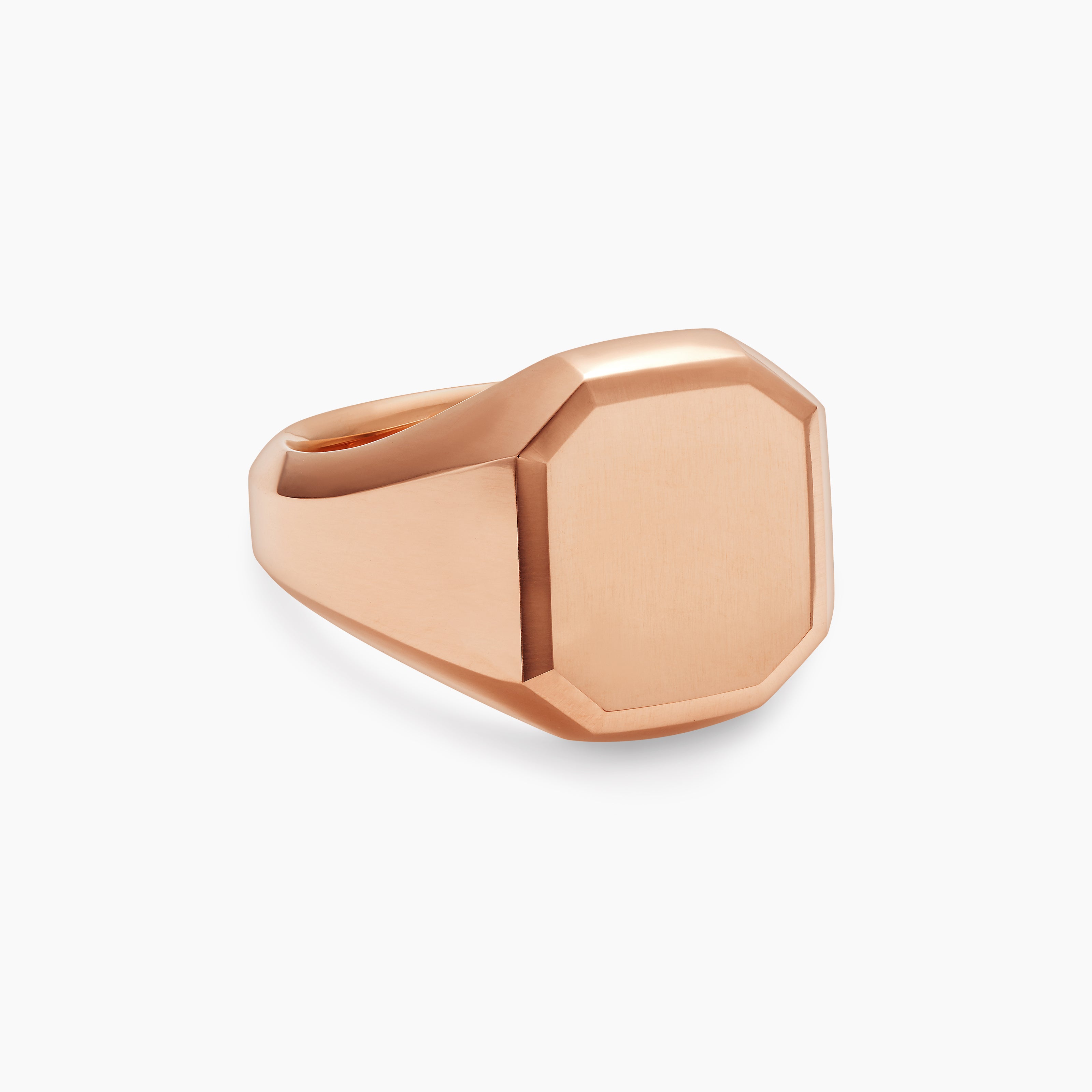 Mens Streamline Signet Ring in 18K Rose Gold, 18mm