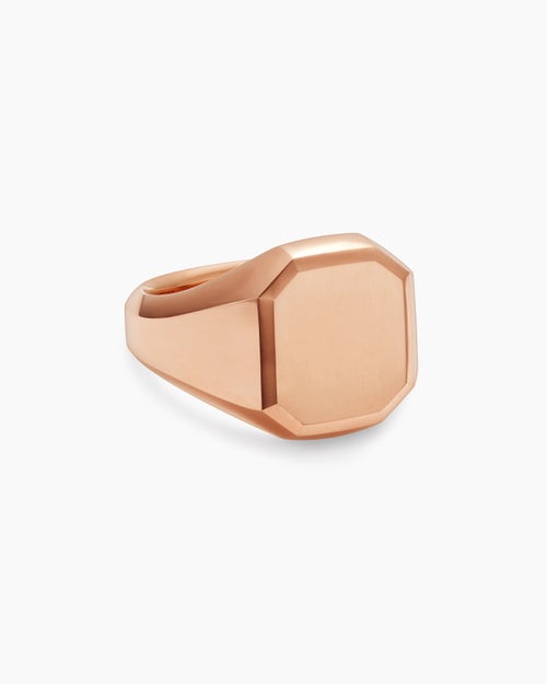 Mens Streamline Signet Ring in 18K Rose Gold, 18mm