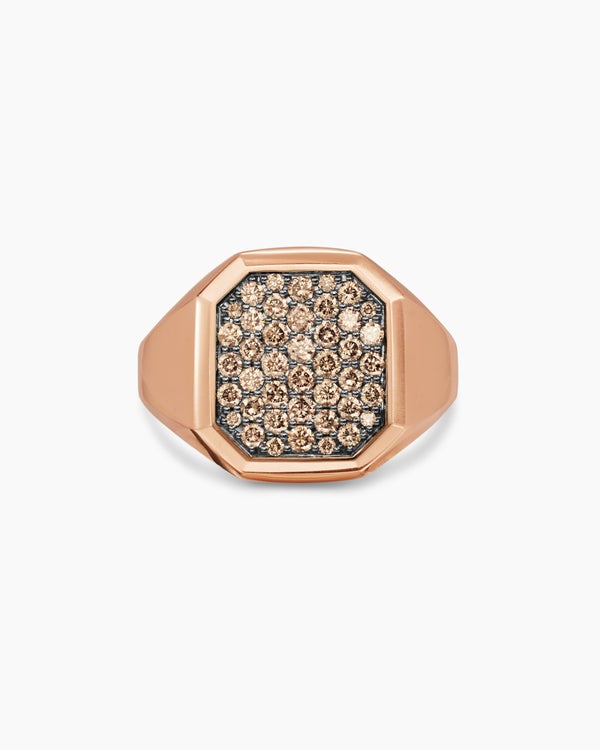 Streamline® Signet Ring in 18K Rose Gold with Cognac Diamonds, 18mm