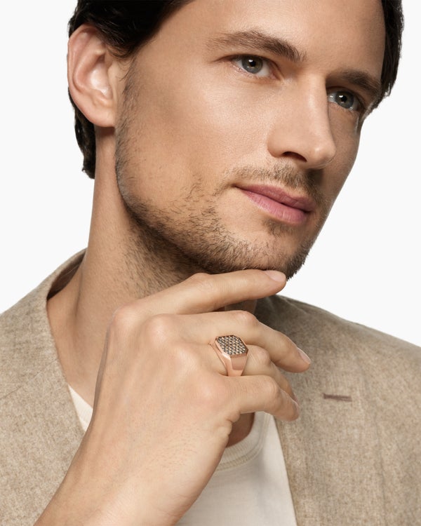 Streamline® Signet Ring in 18K Rose Gold with Cognac Diamonds, 18mm