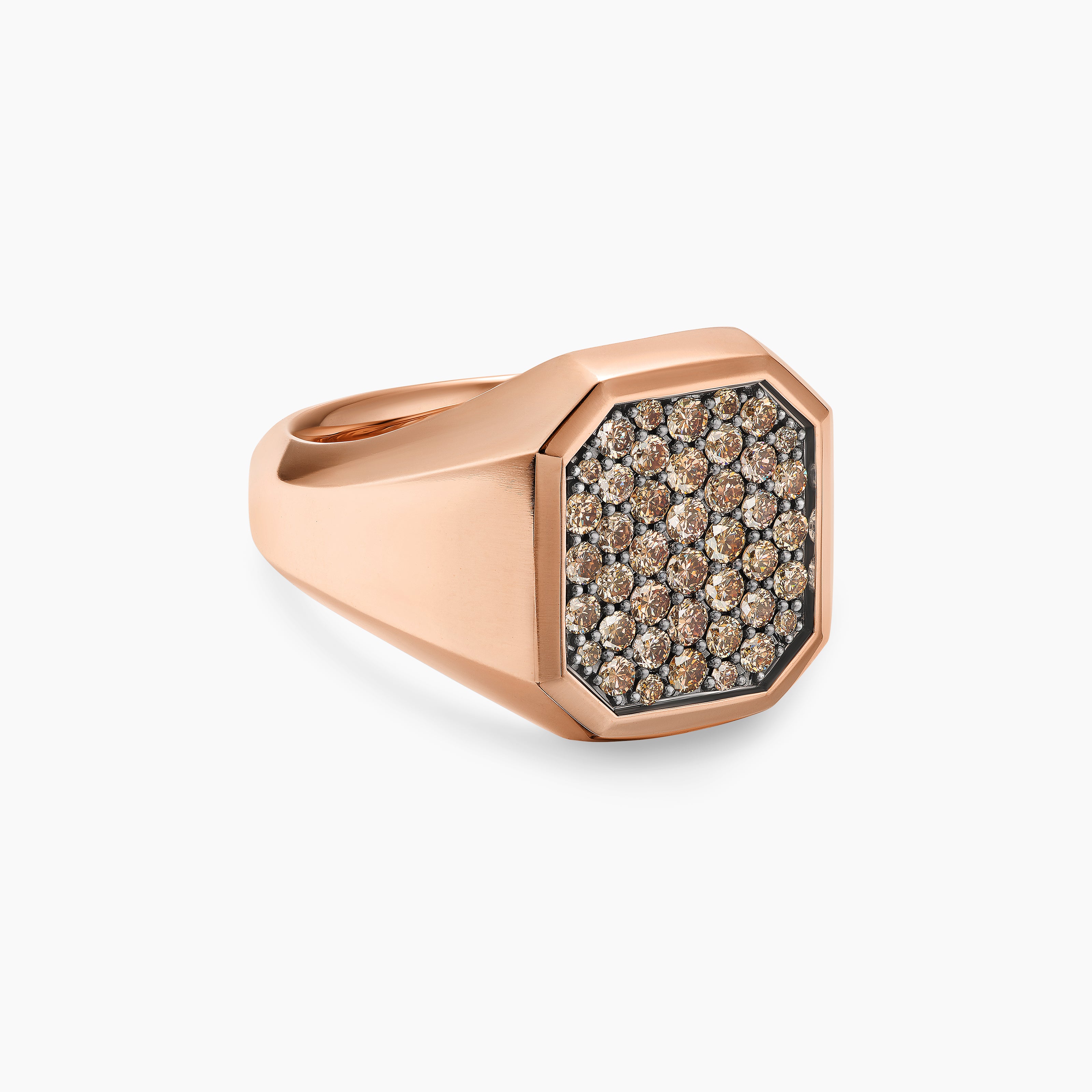 Mens Streamline Signet Ring in 18K Rose Gold, 18mm