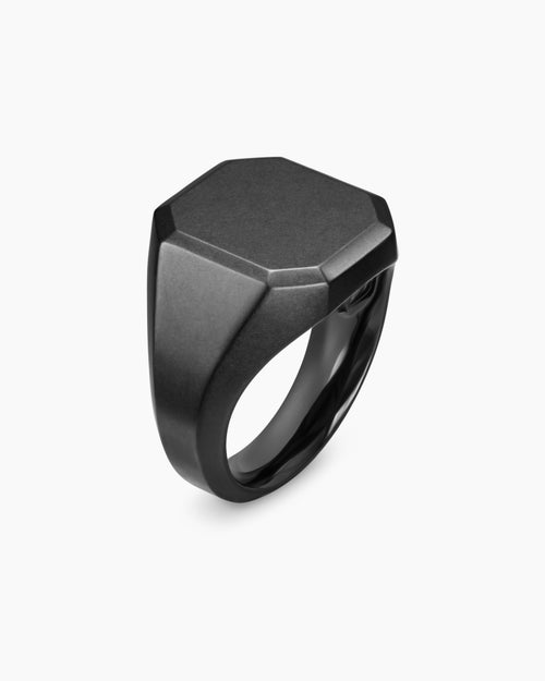 Mens Streamline® Signet Ring in Black Titanium, 18mm