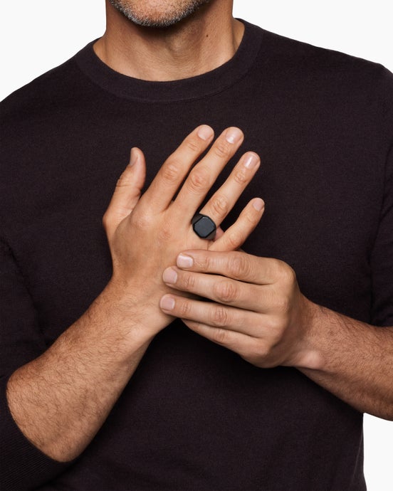 Streamline® Signet Ring in Black Titanium, 18mm