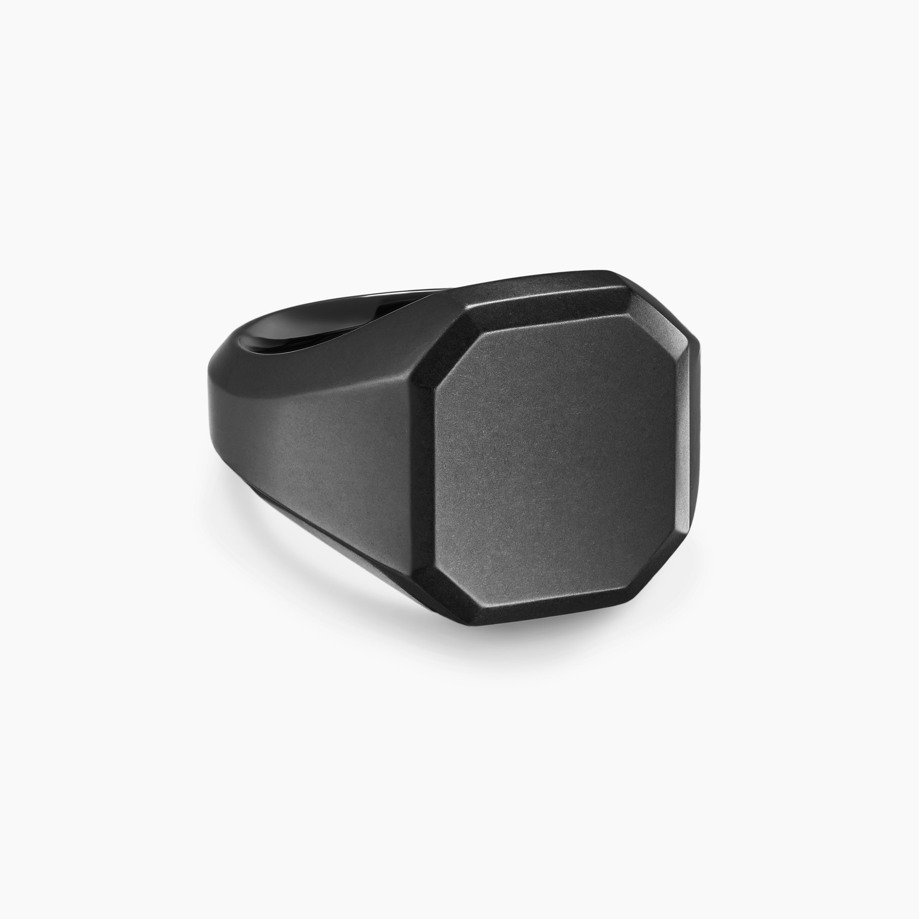Mens Streamline Signet Ring in Black Titanium, 18mm