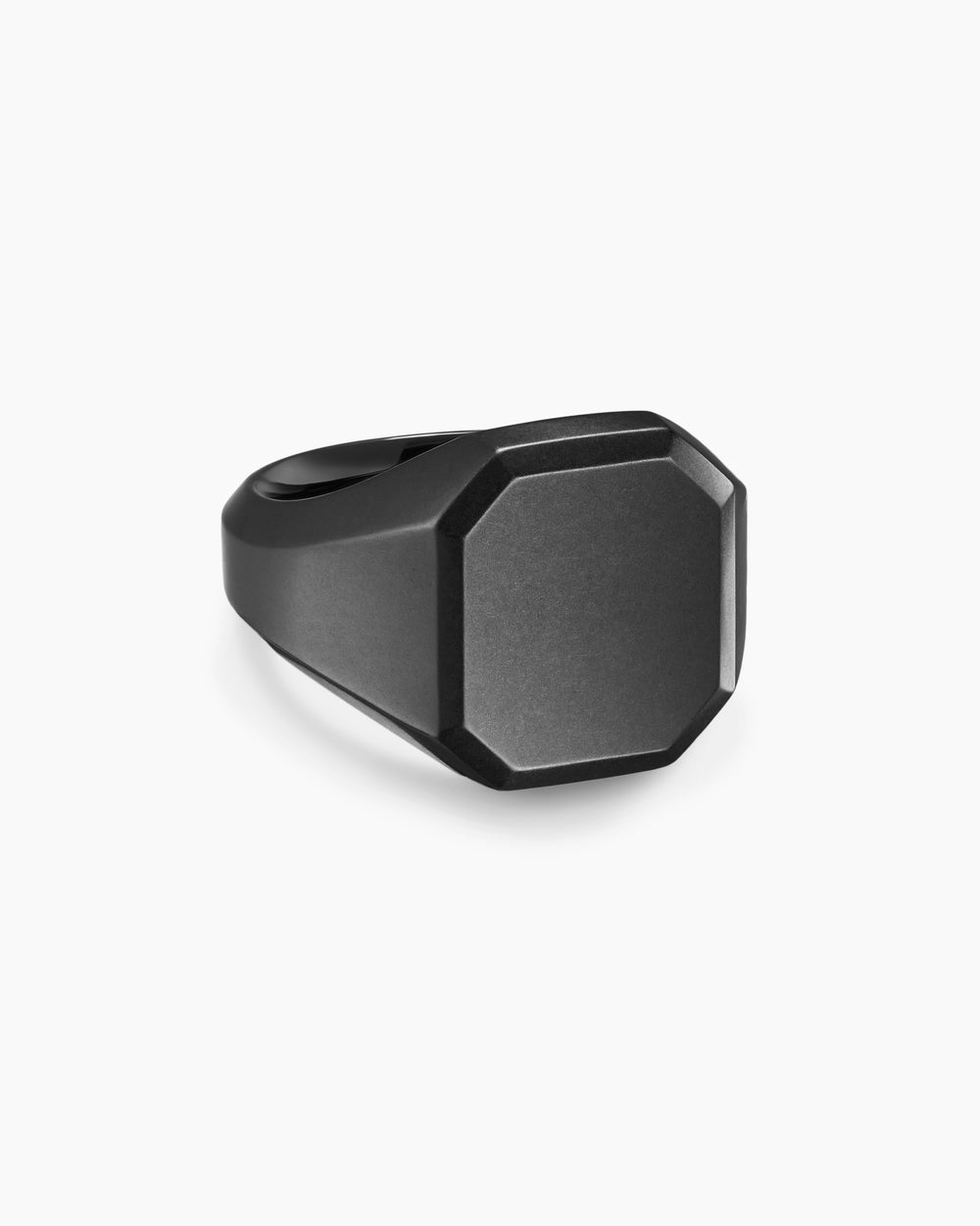 Mens Streamline Signet Ring in Black Titanium, 18mm