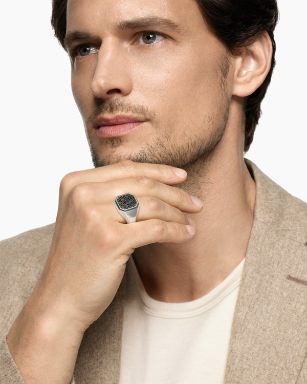 Bague chevalière Streamline en argent sterling, 18 mm