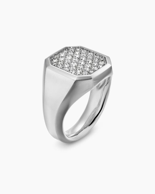 Mens Streamline Signet Ring in Sterling Silver, 18mm