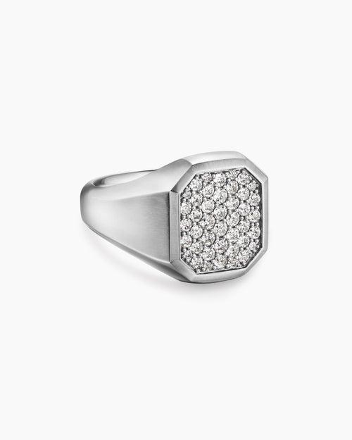 Mens Streamline Signet Ring in Sterling Silver, 18mm