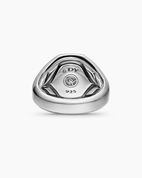 Mens Streamline® Signet Ring in Sterling Silver with Black Onyx, 18mm